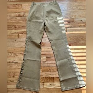 Vintage Y2K Medieval Flare Pants with Side Lace-Up Detail